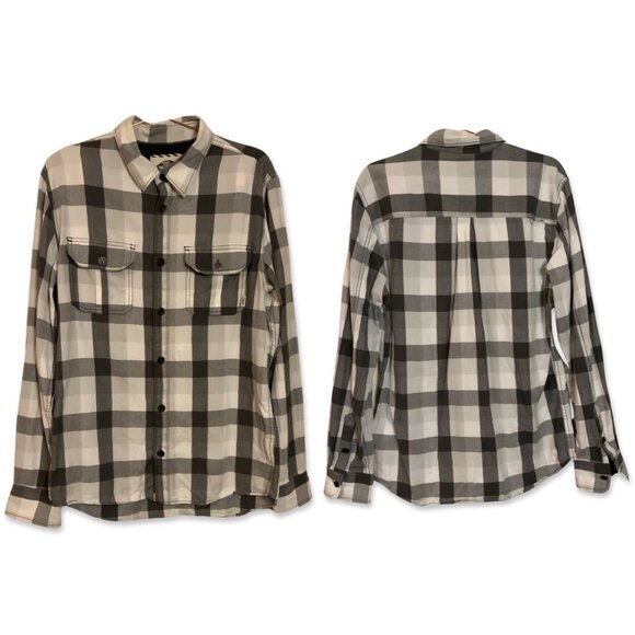 Vans Off The Wall Collar Double Pocket Metal Button Down Plaid Men M Grey - Picture 1 of 8